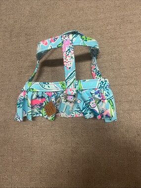 Lilly Pulitzer Aqua Floral Ruffle Dog Harness